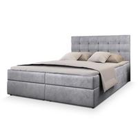 BOXBETT GLOS M 180x200 cm mit Matratze und Topper, H2+H3 - Hellgrau - Hellgrau, Holz (180/200cm) - MASSENO