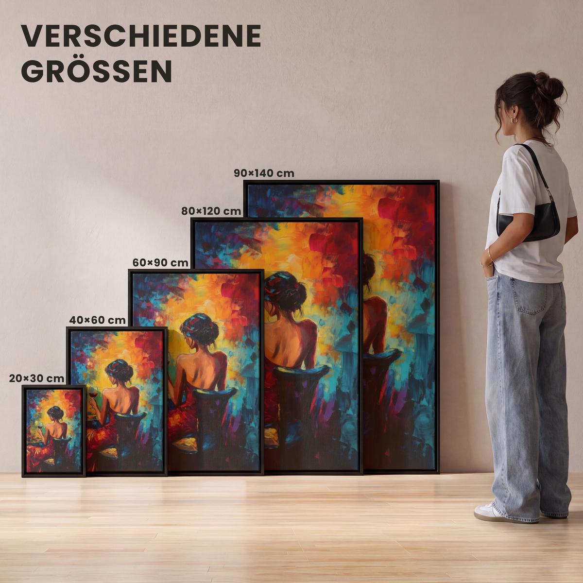 LEINWAND Bilder mit Rahmen - Wein - Frau - Stimmungsvoll - Farbenfroh - 80x120 - Bordeaux, Textil (80/120cm) - MuchoWow