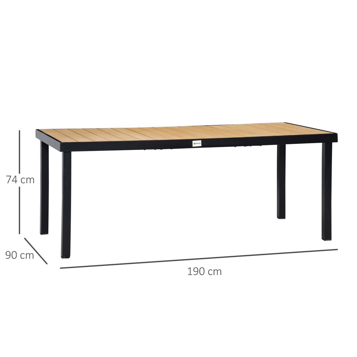 GARTENTISCH, Naturholz, Aluminium - Naturfarben, Metall (190/90/74cm) - Outsunny