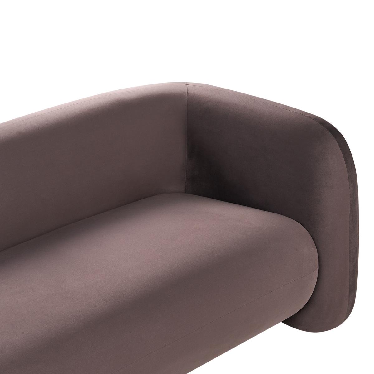 3-SITZER-SOFA Samtstoff Dunkelbraun Leiren - Dunkelbraun, Textil (224/68/87cm) - Beliani