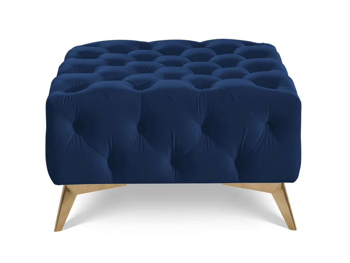 HOCKER Chesterfield Whitby Marineblau Samt mit goldenen Füßen - Blau/Goldfarben, Holz/Textil (80/45/80cm) - S-Style Möbel
