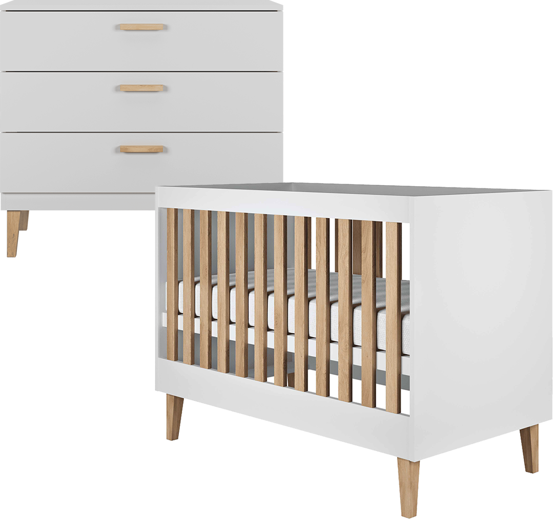 BABYZIMMER 2-teilig Kubi Weiß - Weiß, Holzwerkstoff (66/90/124cm) - Petits-meubles