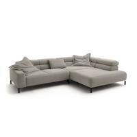ECKSOFA DELIA Steingrau Cord - Greige/Schwarz, Textil/Metall (312/219cm) - KAWOLA
