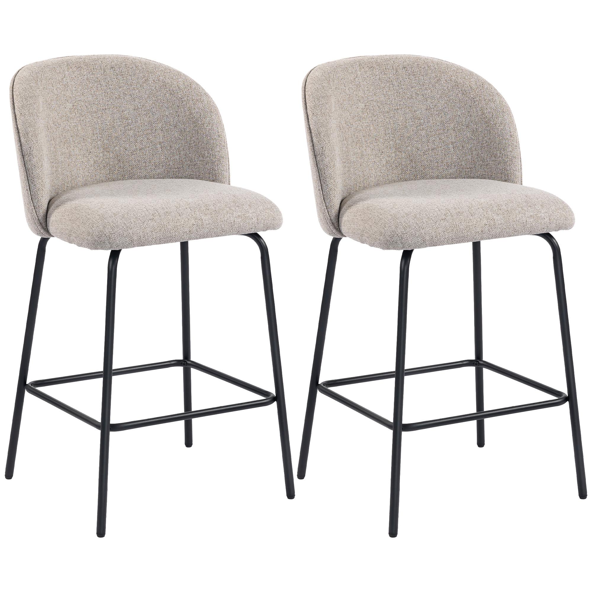 BARHOCKER 2er Set Polyester Stahl Hellgrau - Hellgrau/Schwarz, Textil/Metall (50/93/55cm) - HOMCOM