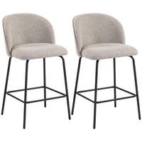BARHOCKER 2er Set Polyester Stahl Hellgrau - Hellgrau/Schwarz, Textil/Metall (50/93/55cm) - HOMCOM