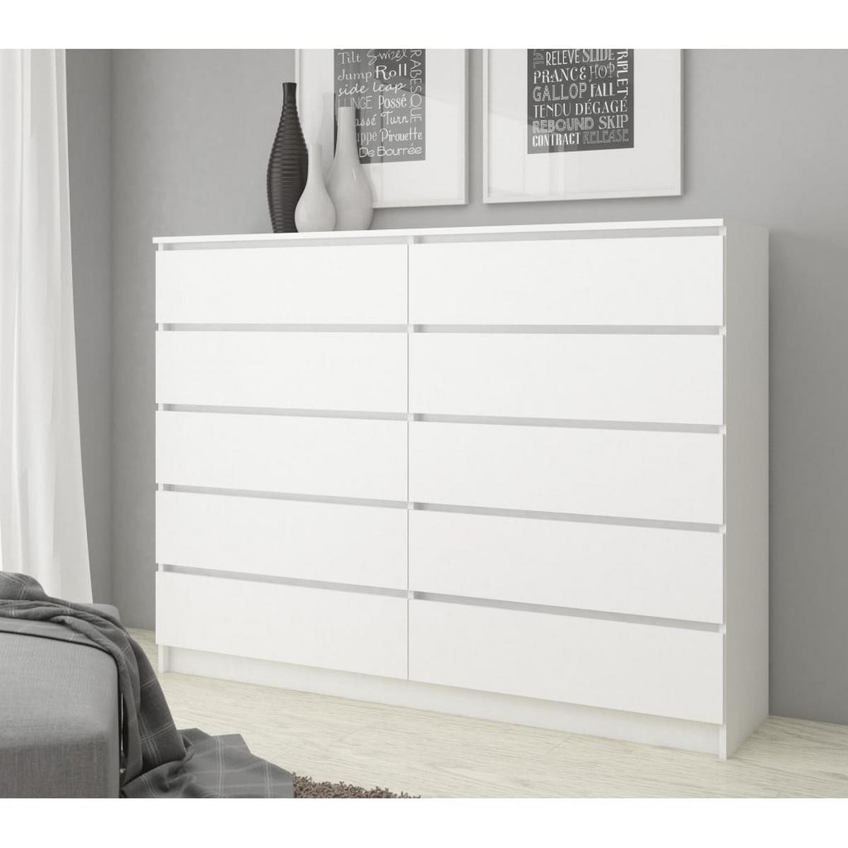 KOMMODE Weiß 121/160/40 - Weiß, Holzwerkstoff (160/121/40cm) - RAUMHIRSCH FURNITURE