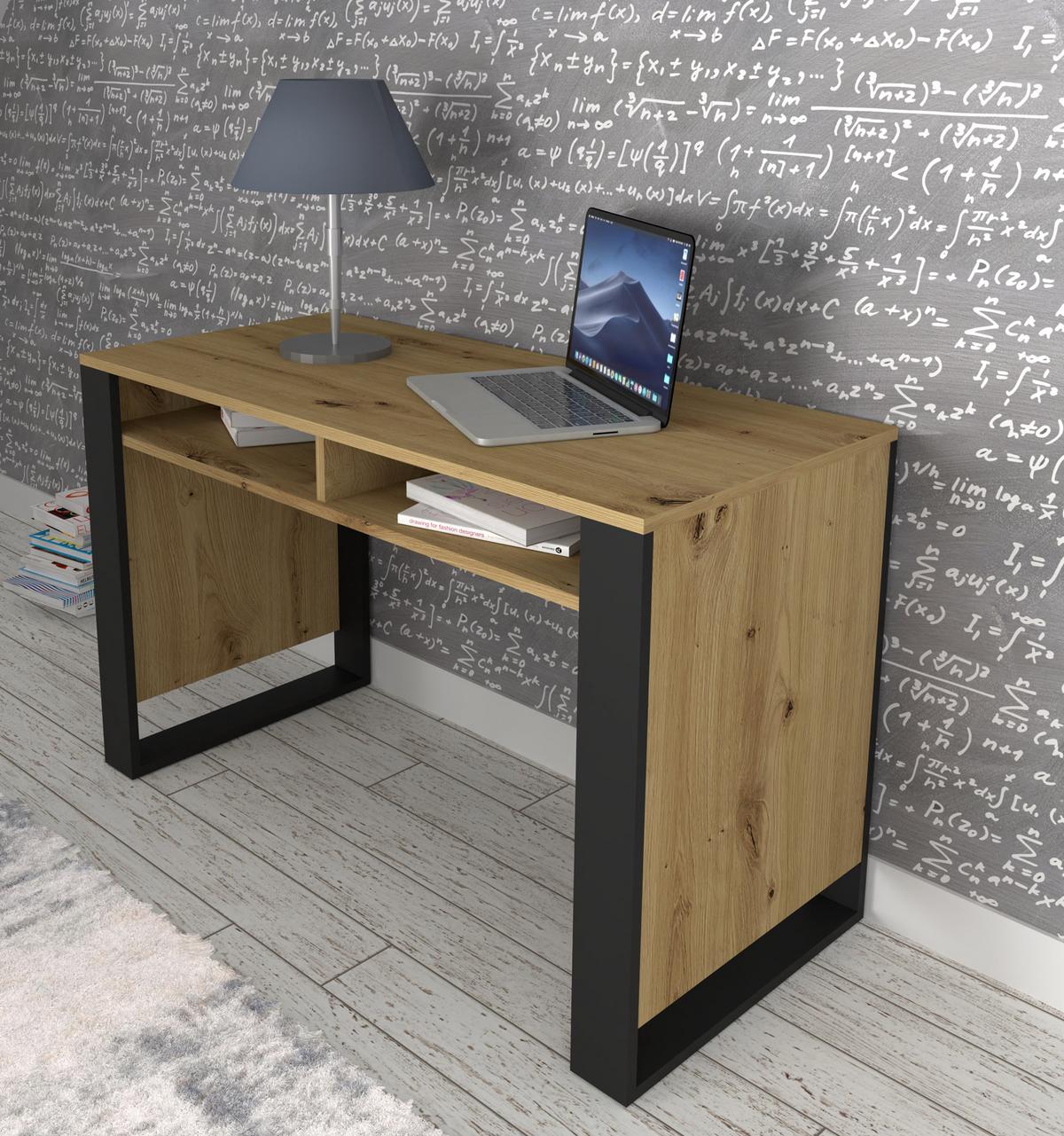 SCHREIBTISCH Artisan Eiche, Schwarz 120/75/55 - Schwarz, Holzwerkstoff (90/50/75cm) - RAUMHIRSCH FURNITURE