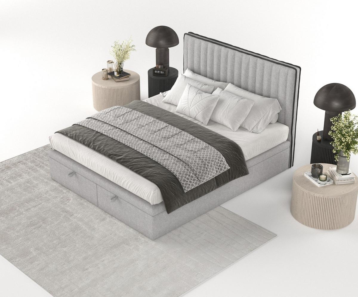POLSTERBETT Keva mit Stauraum 160/200 cm Grau im Megan Stoff - Schwarz/Grau, Holz/Holzwerkstoff (160/200cm) - AltaBeds