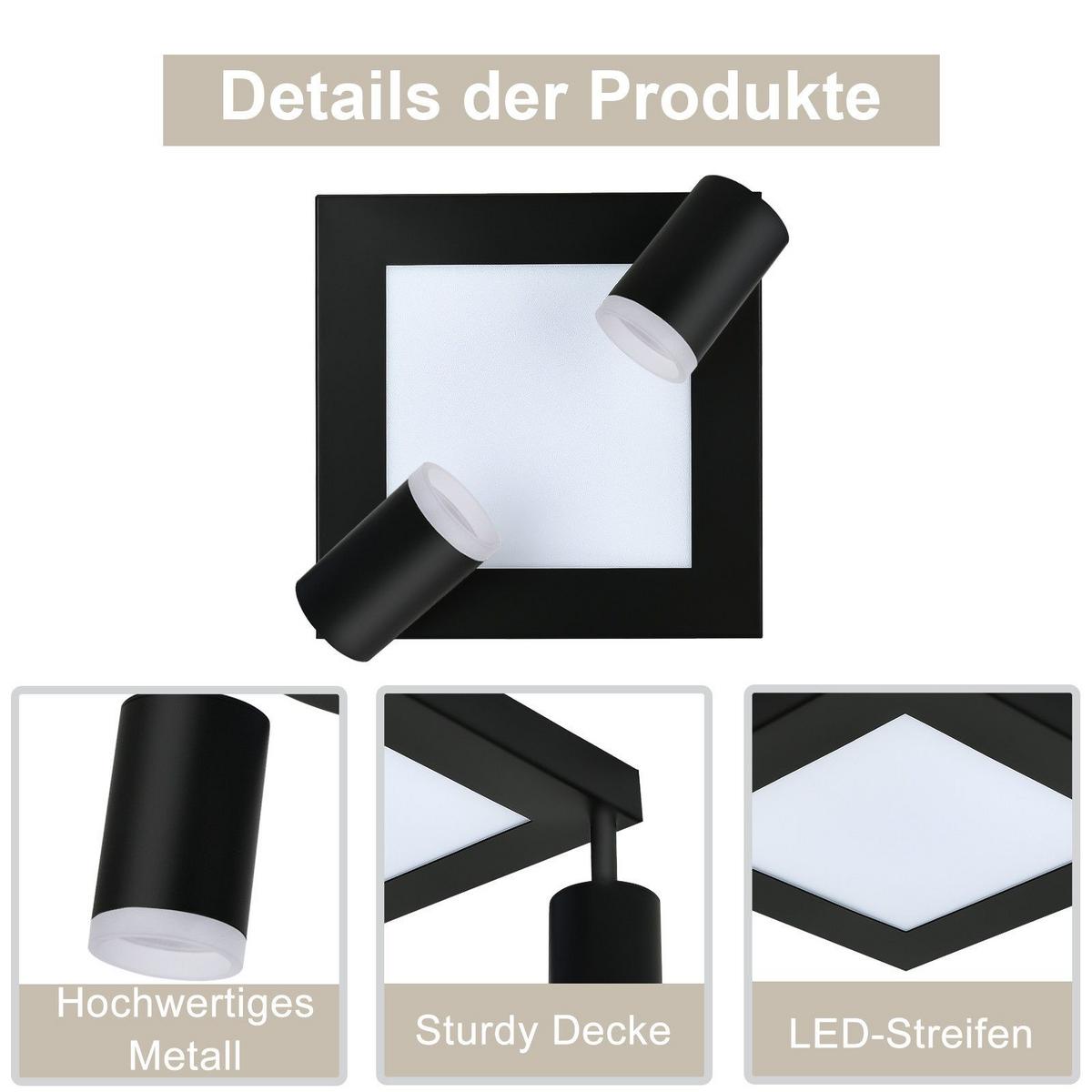 DECKENSTRAHLER Blaubeuren 2-flammig 10/8/16.9 cm - Schwarz, Metall (10/8/16.9cm) - Nettlife