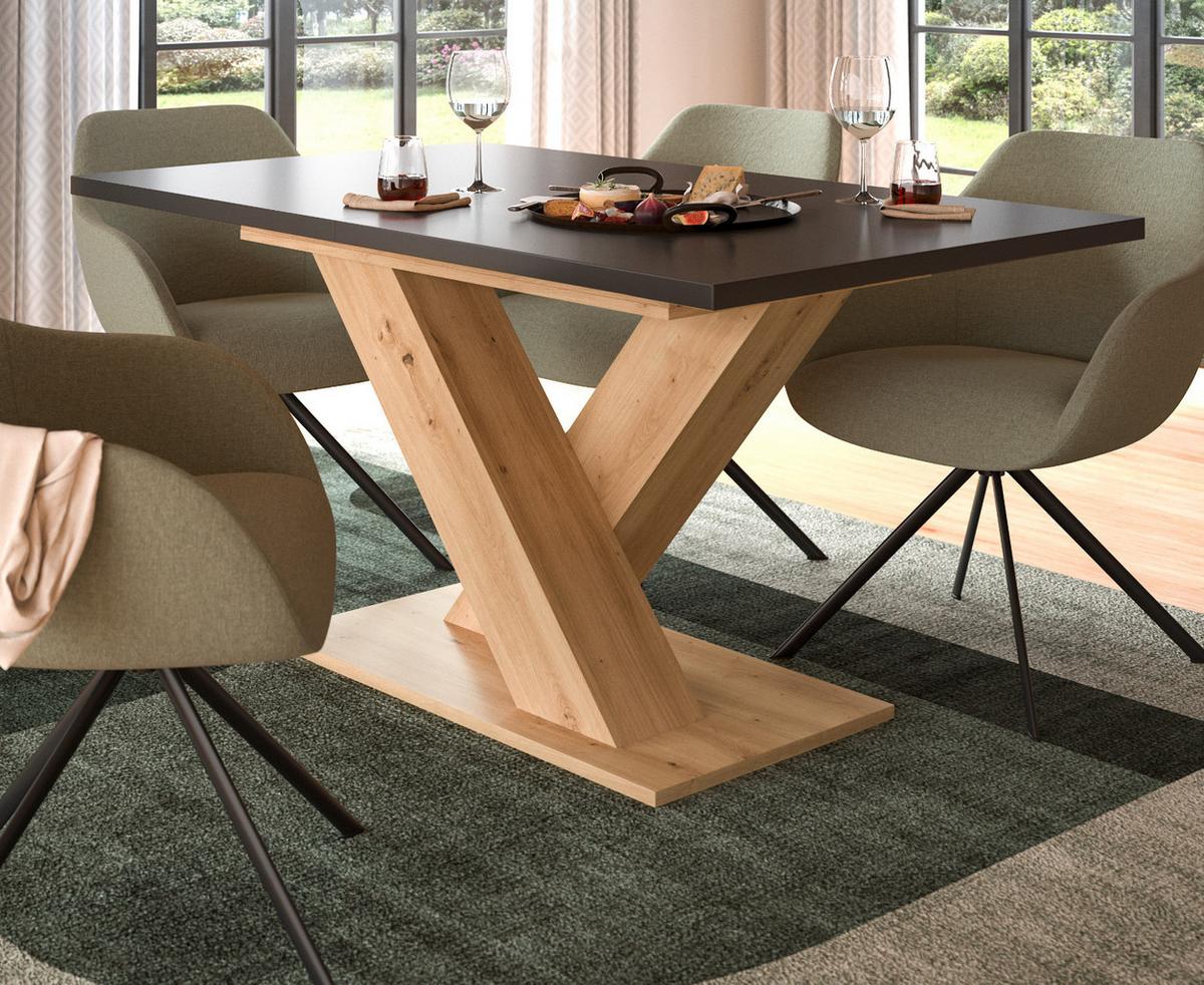 ESSTISCH grau, Eiche Artisan, Küchentisch ausziehbar 150 - 190 cm - Eiche Artisan/Grau, Holzwerkstoff/Metall (150/90/76cm) - Inn.Furn