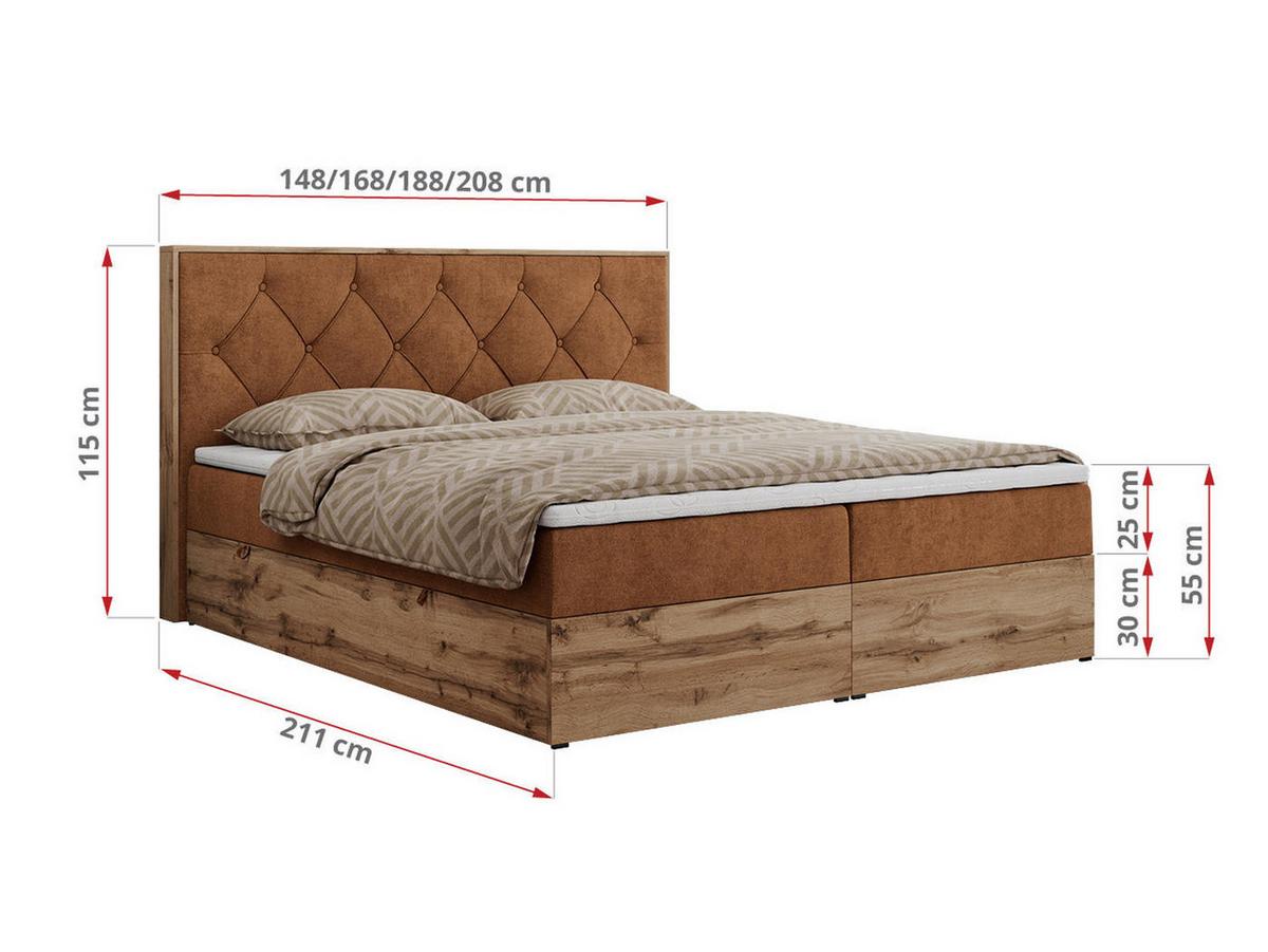 BOXBETT VENETO 200/200 Orange Struktur - H3 - Orange, Holz/Textil (200/200cm) - MKS
