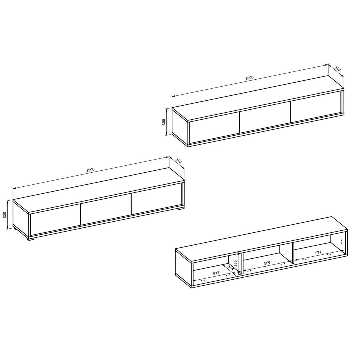 TV-LOWBOARD Moddern Eiche / Anthrazit 180 cm - Eichefarben/Anthrazit, Holzwerkstoff (180/32/36cm) - Selsey