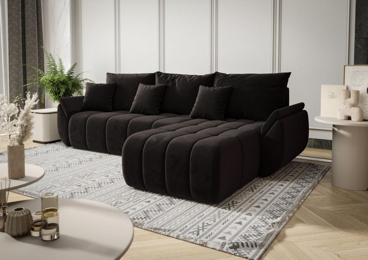 ECKSOFA Louise - Dunkelgrau, Holzwerkstoff/Textil (280/185cm) - Fun Möbel