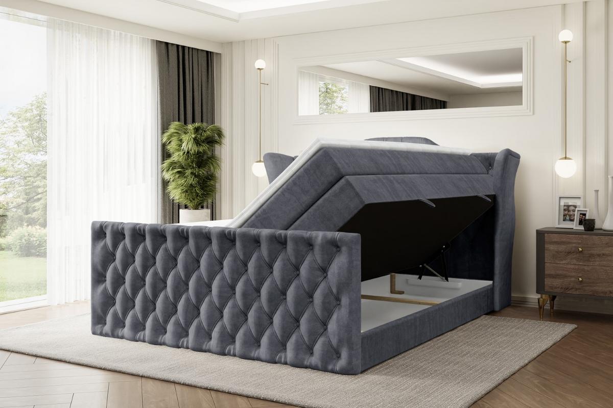 BOXSPRINGBETT VILA-Z KING - 140x200 - H3/H4 - Dunkelgrau - Dunkelgrau, Holzwerkstoff (140/200cm) - ALTDECOR