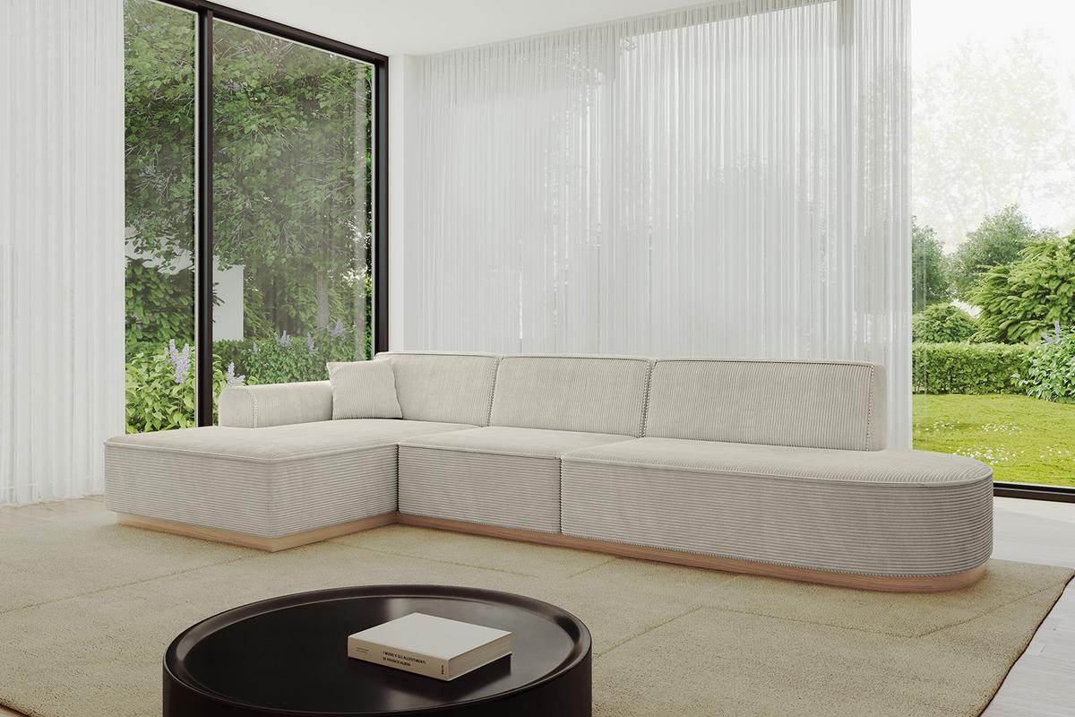 ECKSOFA Ottomane Links IREA-L2 - 327x165x80 cm Creme - Ecru/Creme, Holzwerkstoff/Textil (327/165cm) - ALTDECOR