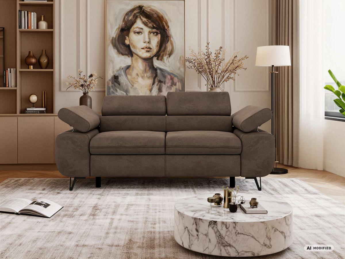 2-SITZER SOFA PETER - Braun Velvet - Schwarz/Braun, Textil/Metall (200/76/99cm) - MKS