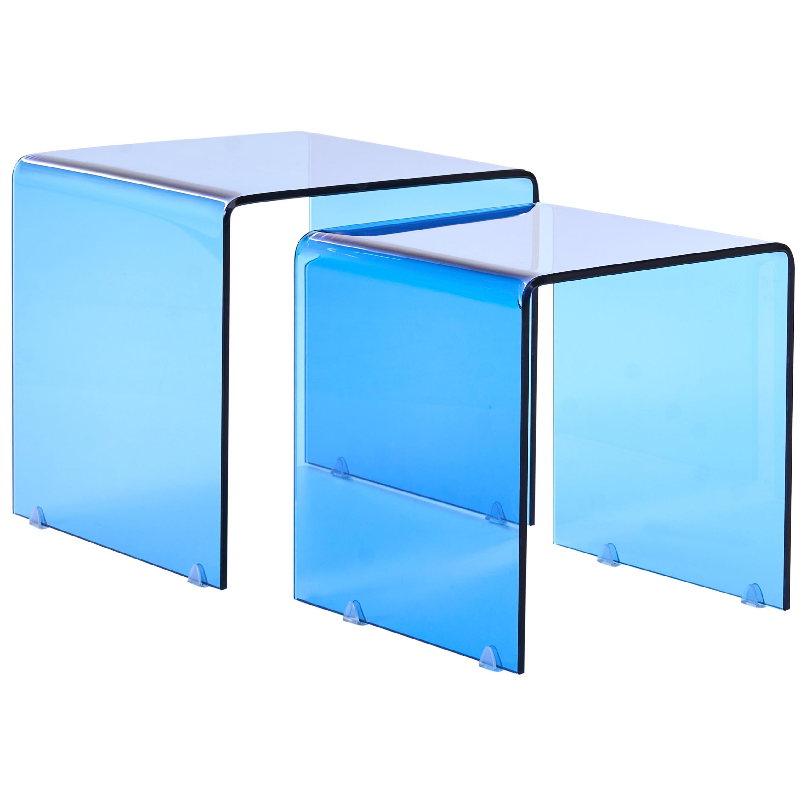 BEISTELLTISCH Blau Kendall - Blau, Glas (42/42/39cm) - Beliani
