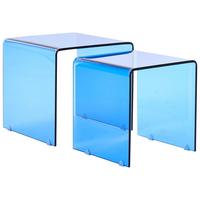 BEISTELLTISCH Blau Kendall - Blau, Glas (42/42/39cm) - Beliani