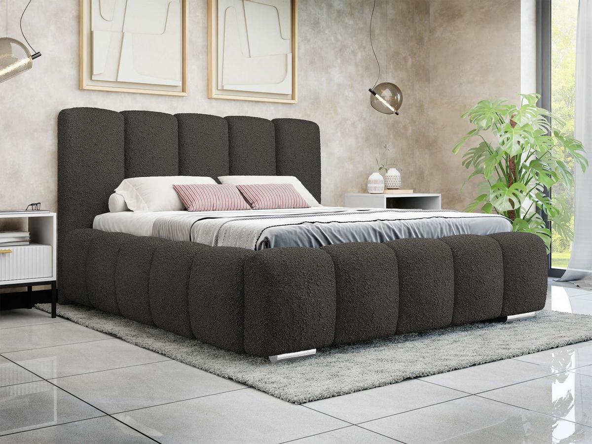 POLSTERBETT Wizko Boucle - Chromfarben/Dunkelgrau, Holz/Holzwerkstoff (160/200cm) - MIRJAN24
