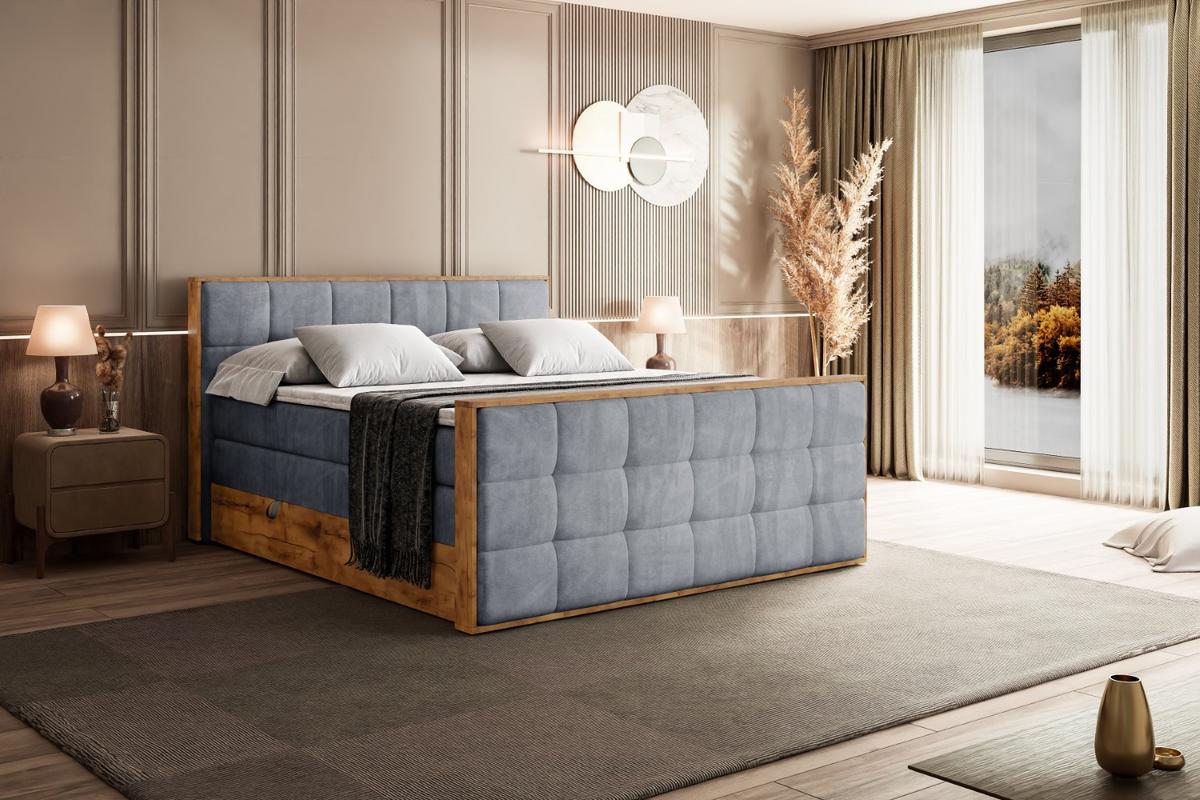 BOXSPRINGBETT mit Matratze H3|H4 und Lattenrost - LOLLI7-Z KING-200x200 - Grau Casablanca - Grau, Holzwerkstoff (200/200cm) - ALTDECOR