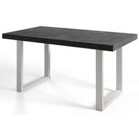 INDUSTRIELLER Esszimmertisch LOFT-U, ausziehbarer Tisch, Größe: 120-220X80X77 cm, Wohnzimmertisch Farbe: Dunkelgrau, mit Metallbeinen in Farbe Weiß - Dunkelgrau/Weiß, Holzwerkstoff (120/80/77cm) - Alpi-Möbel