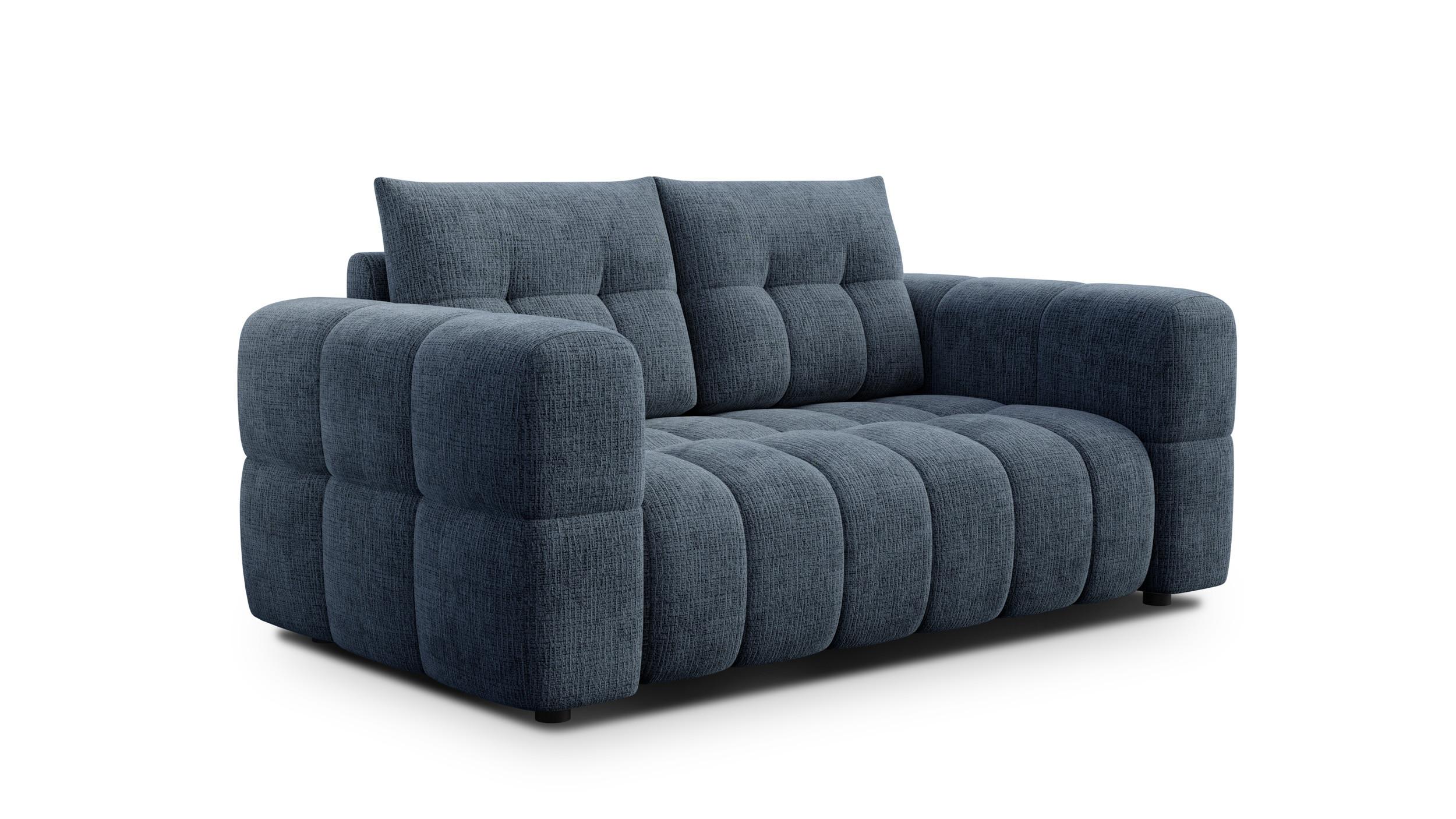 SOFA CLOUDI 2-Sitzer, marineblau - Blau/Schwarz, Holz/Textil (181/89/104cm) - Wozimo