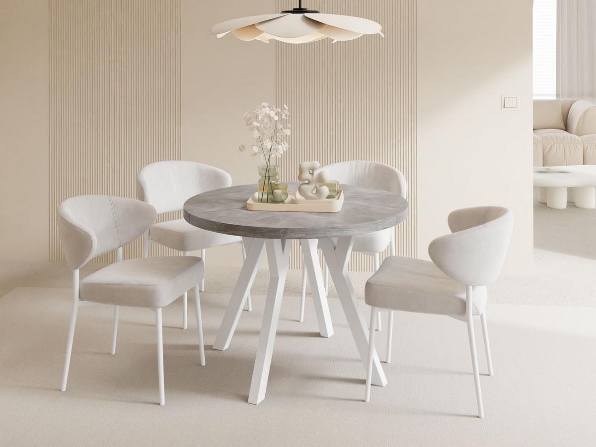 ESSTISCH Twixy XXL groß rund oval ausziehbar, Beton Grau 100-300/100/76 cm - Hellgrau/Weiß, Holz/Holzwerkstoff (100/300/76cm) - WFL GROUP