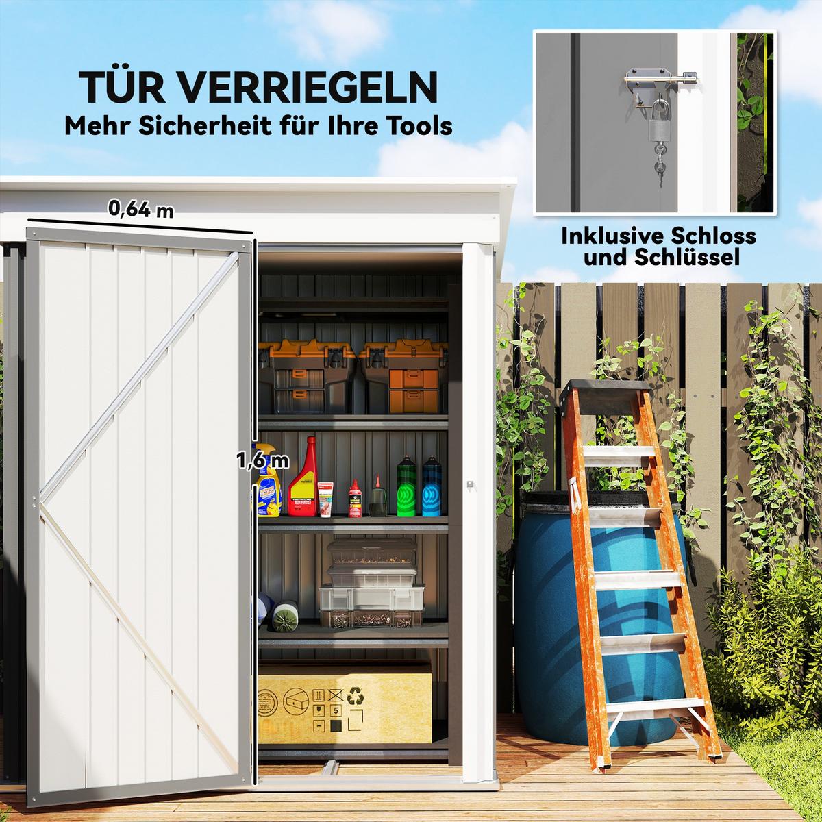 GERÄTEHAUS Verzinkter Stahl Grau - Grau, Metall (95/181/161cm) - Outsunny