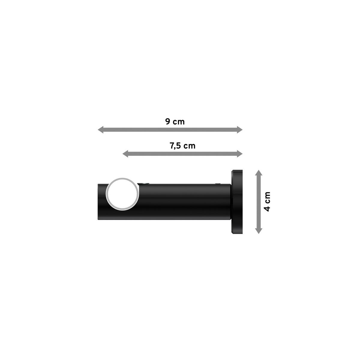 GARDINENSTANGE Platon Santo 420 cm (geteilt in 3 x 140 cm), 1-läufig (ohne Ringe), 20 mm Ø Schwarz - Schwarz, Metall (420cm) - INTERDECO