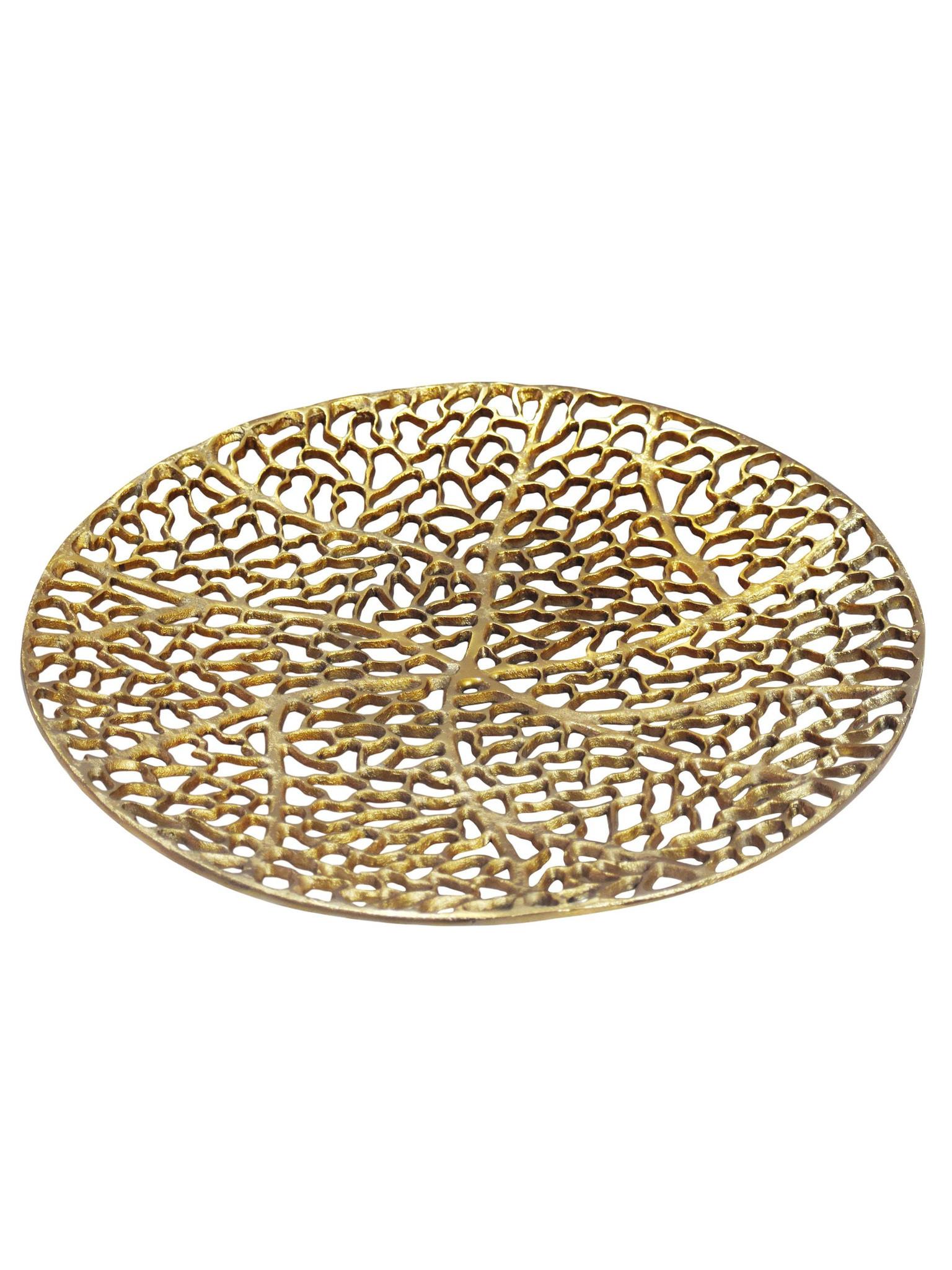 DEKOSCHALE ASTLUX, Aluminium, handgefertigt, Gold, Ø 44 x 4 cm - Goldfarben, Metall (44/4cm) - KADIMA DESIGN
