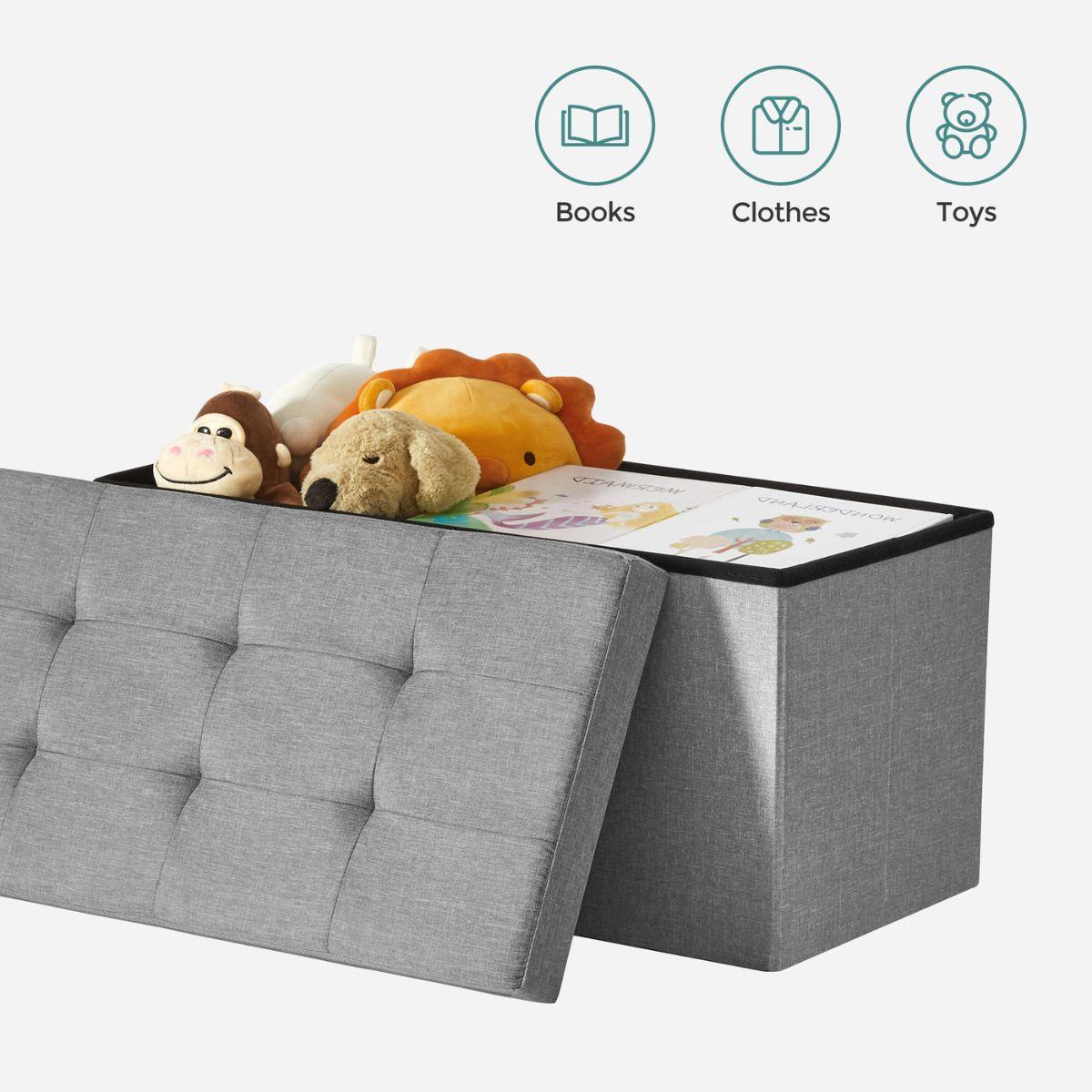 SITZBOX - L76 cm - Hellgrau, Holzwerkstoff (38/38/39.5cm) - Calicosy