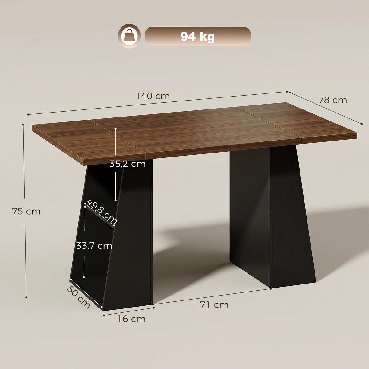 SCHREIBTISCH Spanplatte MDF Braun Schwarz - Schwarz/Braun, Holzwerkstoff (140/78/75cm) - HOMCOM