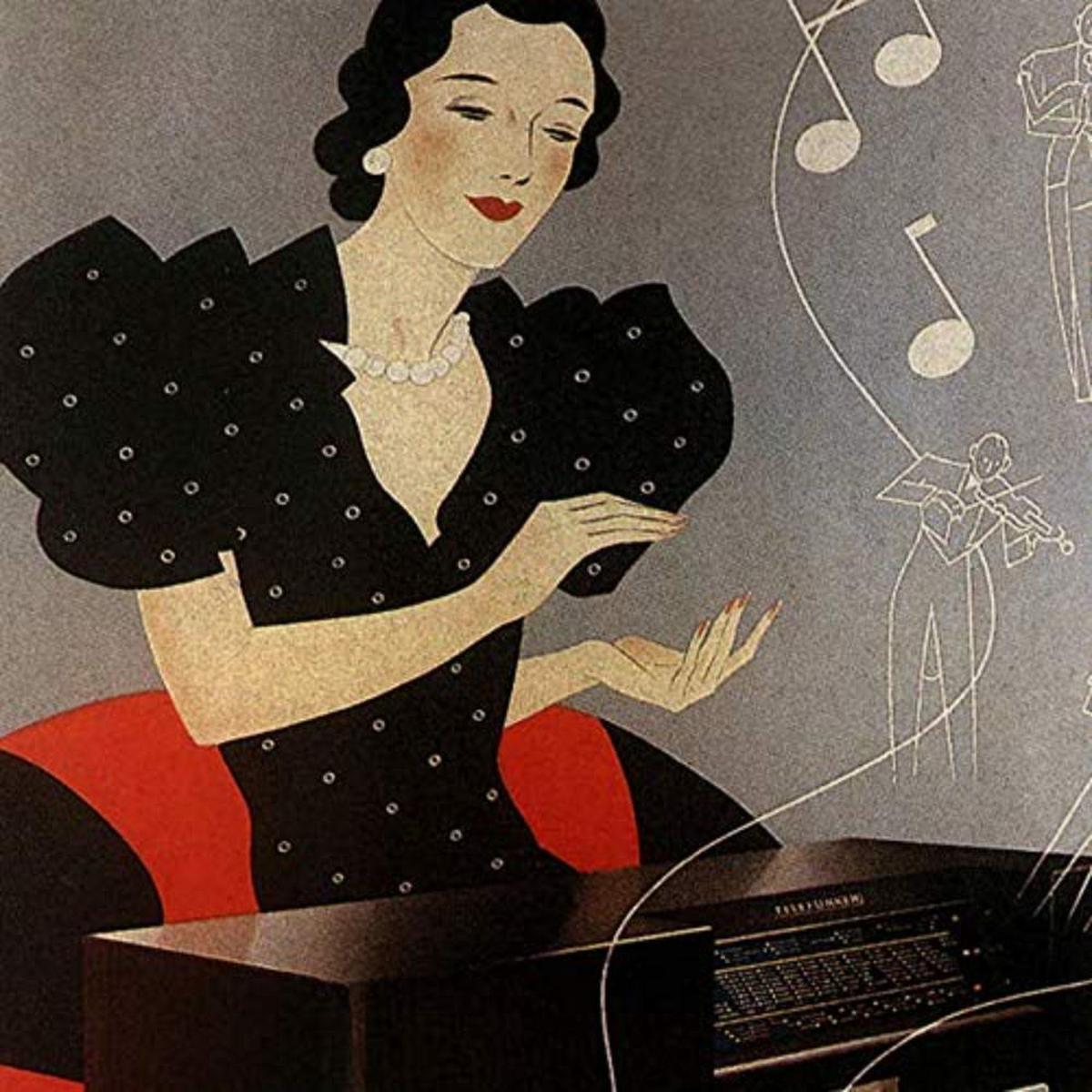 POSTER Set mit 4 Jahrgang Anzeigen mit Frauen A4 Schwarzer Rahmen - Schwarz, Papier (29.7/3cm) - Nacnic