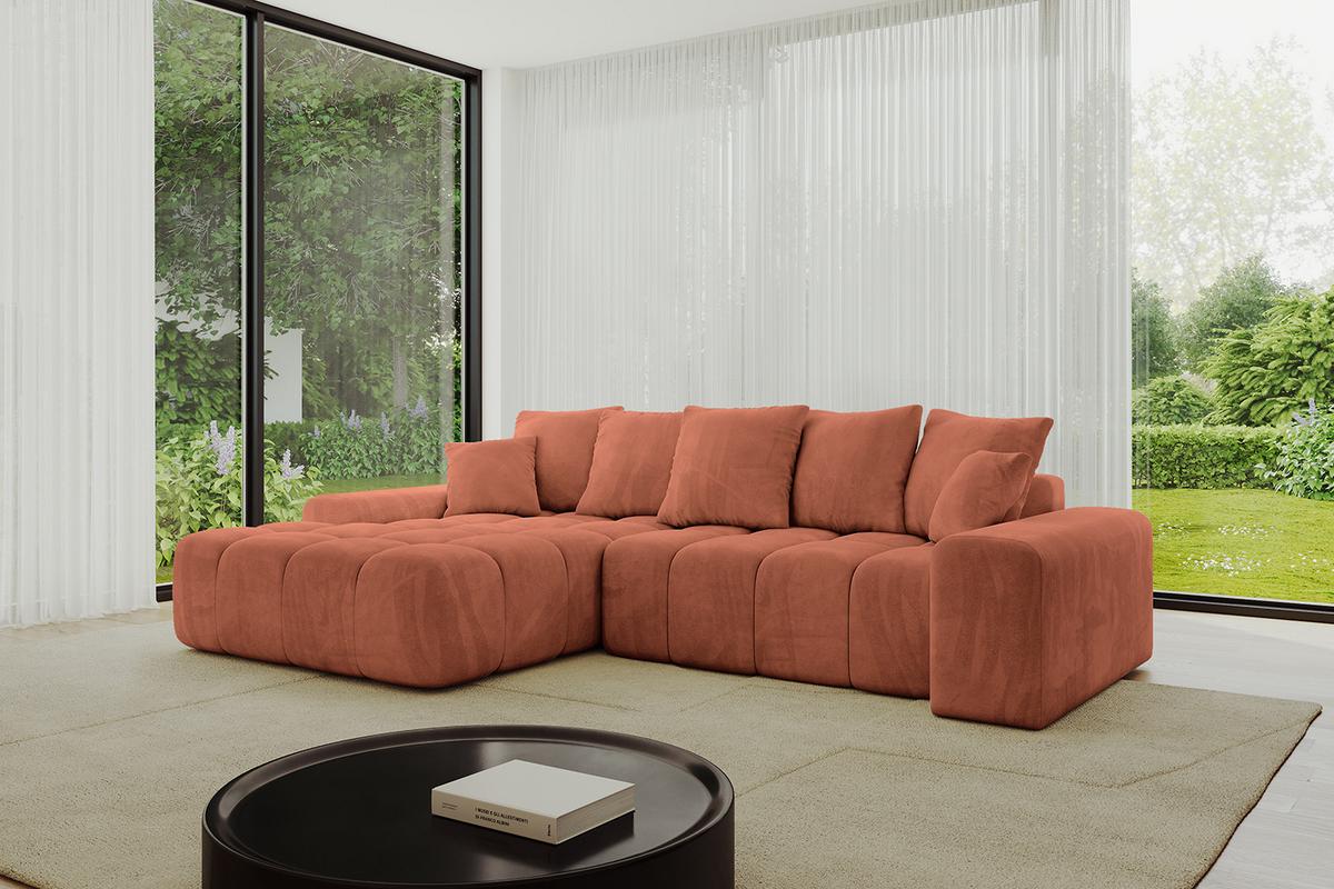 ECKSOFA Ottomane Links ENSI-L - 267x164x69 cm Koralle - Koralle, Holzwerkstoff/Kunststoff (267/164cm) - ALTDECOR