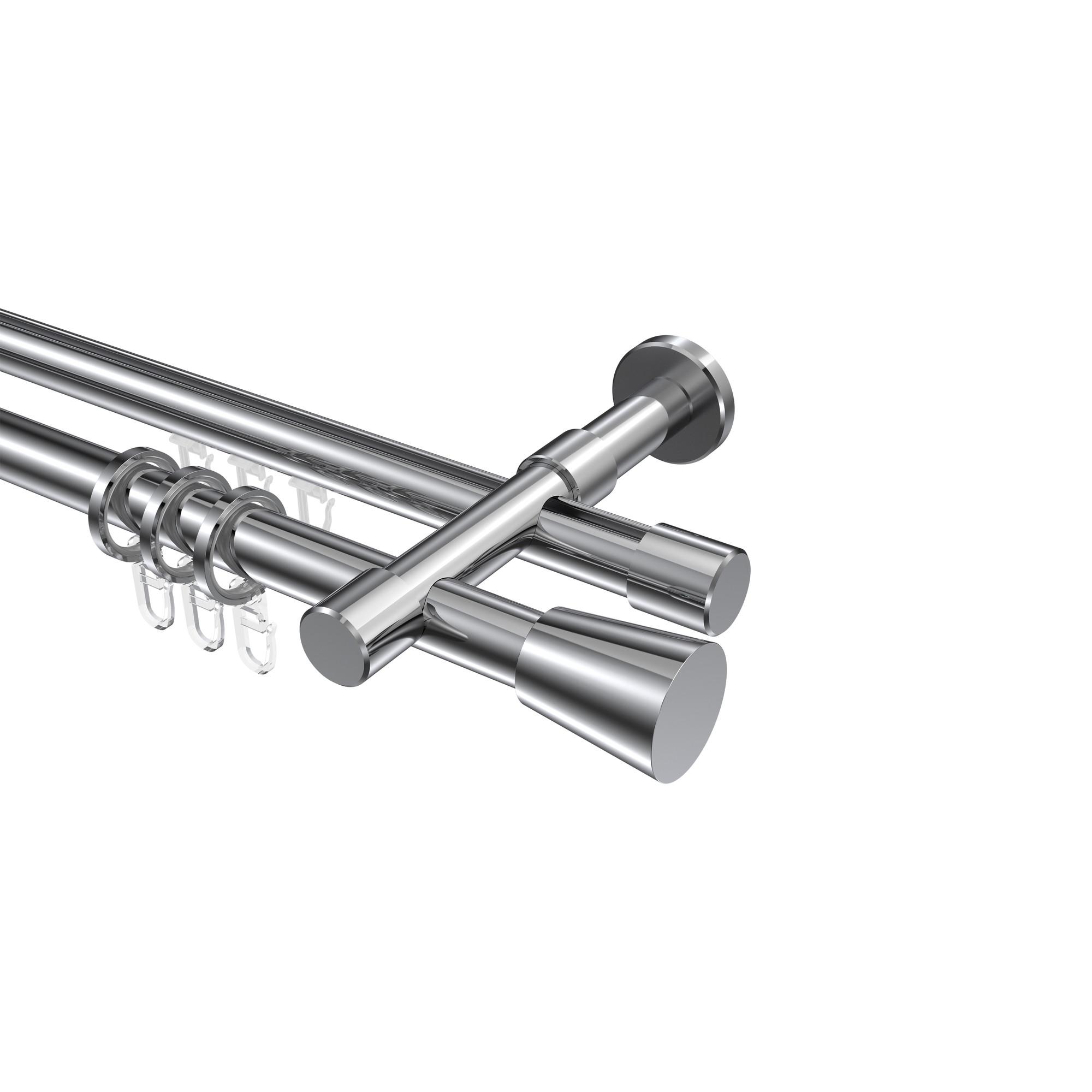 GARDINENSTANGE RUNDROHR-INNENLAUF Prestige Sitra 160 cm, 2-läufig, 20 mm Ø Chrom - Chromfarben, Metall (160cm) - INTERDECO