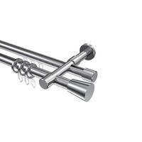 GARDINENSTANGE RUNDROHR-INNENLAUF Prestige Sitra 160 cm, 2-läufig, 20 mm Ø Chrom - Chromfarben, Metall (160cm) - INTERDECO