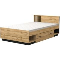 BETT Lamelo mit Bonnelmatratze & Schublade, 120x200 cm, mit Lamellen, Eiche Wotan - Eiche Wotan, Holzwerkstoff (120/200cm) - Beautysofa