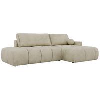 ECKSOFA LORAN L Beige Velvet - Rechts - Beige/Schwarz, Kunststoff/Textil (292/170cm) - MKS