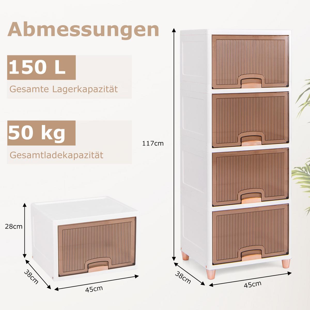 AUFBEWAHRUNGSBOX 150 L Weiß - Weiß, Kunststoff (45/117/38cm) - COSTWAY