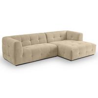 SOFA beige Webstoff 292 x 161 cm, Ecksofa 5-Sitzer, L-Sofa Ottomane rechts - Beige, Holz/Textil (292/161cm) - Inn.Furn