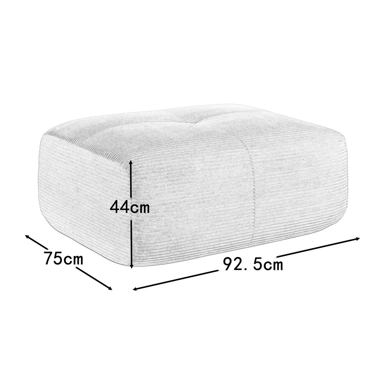 HOCKER OTTOMAN in Premium-Cord Montagefrei & Rutschfest - Beige, Textil (92/44/75cm) - Urban Meuble