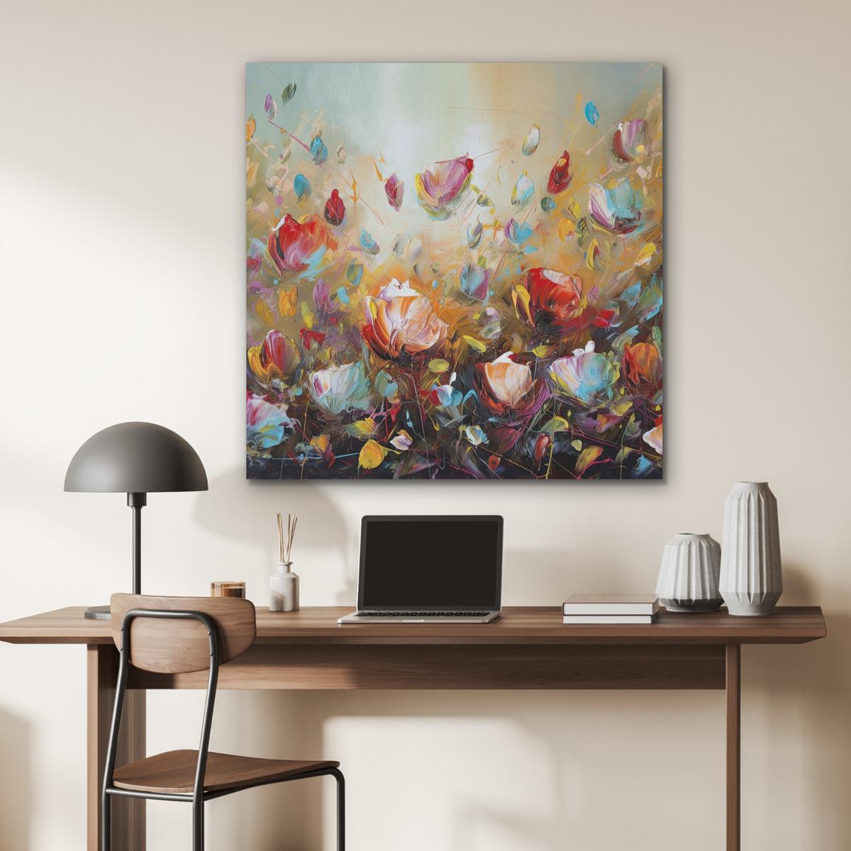 AKUSTIKBILD Blumen - Kunst - Natur - Ölgemälde Akustikpaneele 90x90 cm - Multicolor, Kunststoff (90/90/0.9cm) - MuchoWow