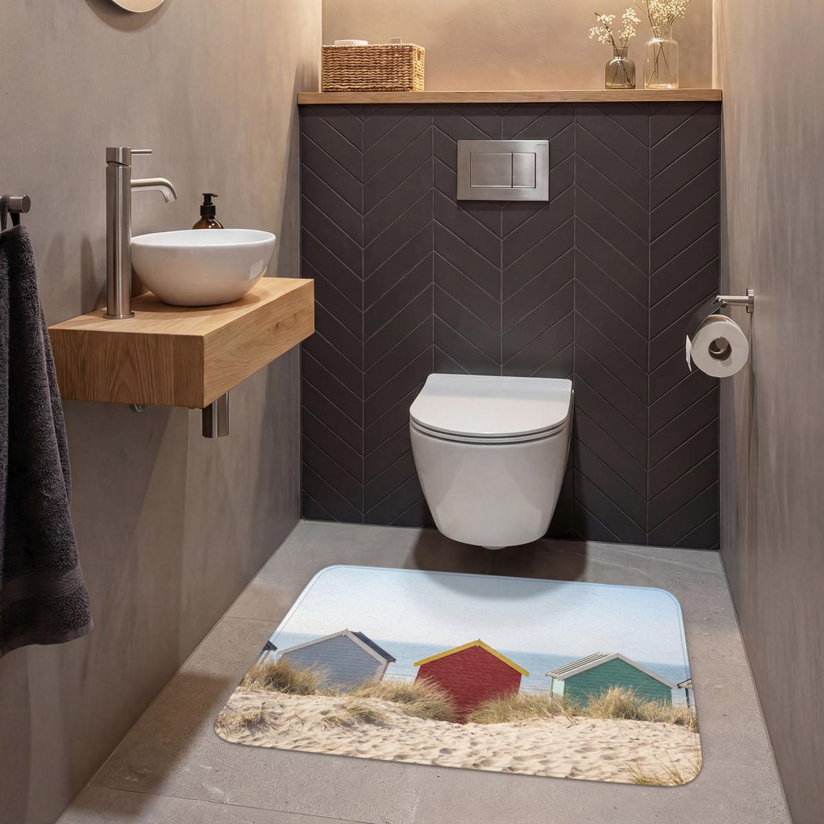 WC-VORLEGER Strand - Ferienhäuser - Farbenfroh - Dünen Toilettenteppich 90x60 cm - Multicolor, Textil (90/1cm) - OnlyWow
