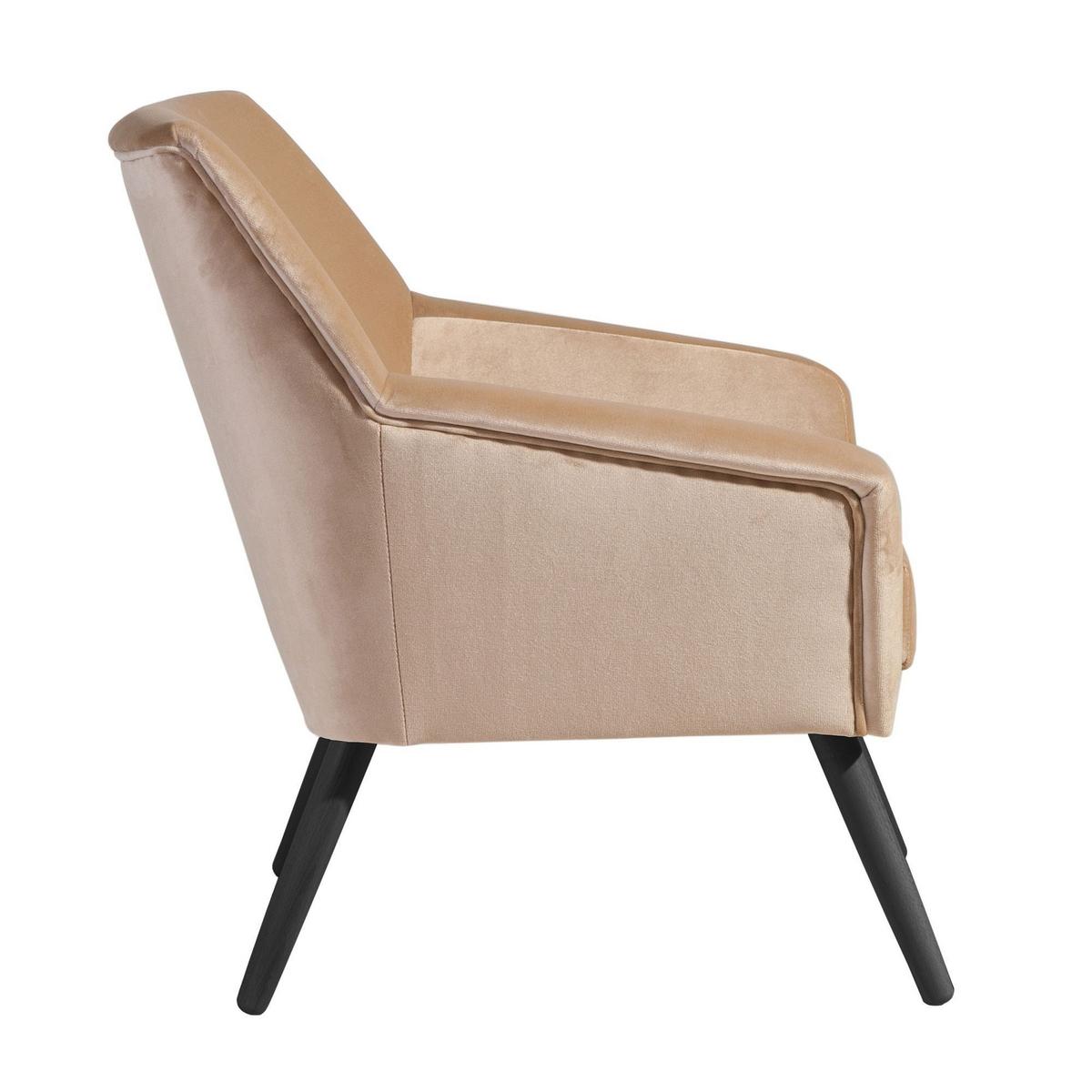 SESSEL Kachka Bezug Samtvelour Buche schwarz / sand - Sandfarben/Buche Kolonial, Kunststoff (71/81/67cm) - 58aufmkessel