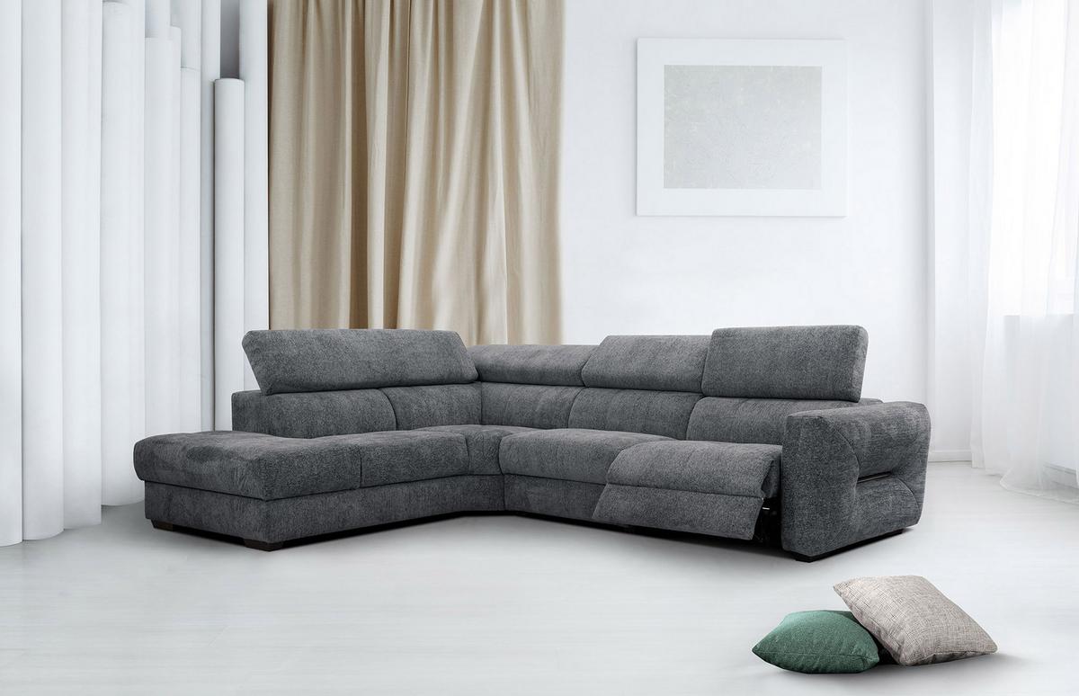 ECKSOFA CALVERA 5-Sitzer mit 1 Relaxfunktion, graphitfarben - Graphitfarben, Holzwerkstoff/Textil (239/298cm) - Wozimo