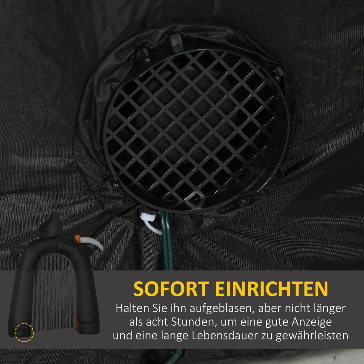 2,85 m große Halloween-Gartendeko Sensenmann selbstaufblasbar LED-Beleuchtung - Schwarz, Kunststoff (65/285/230cm) - HOMCOM