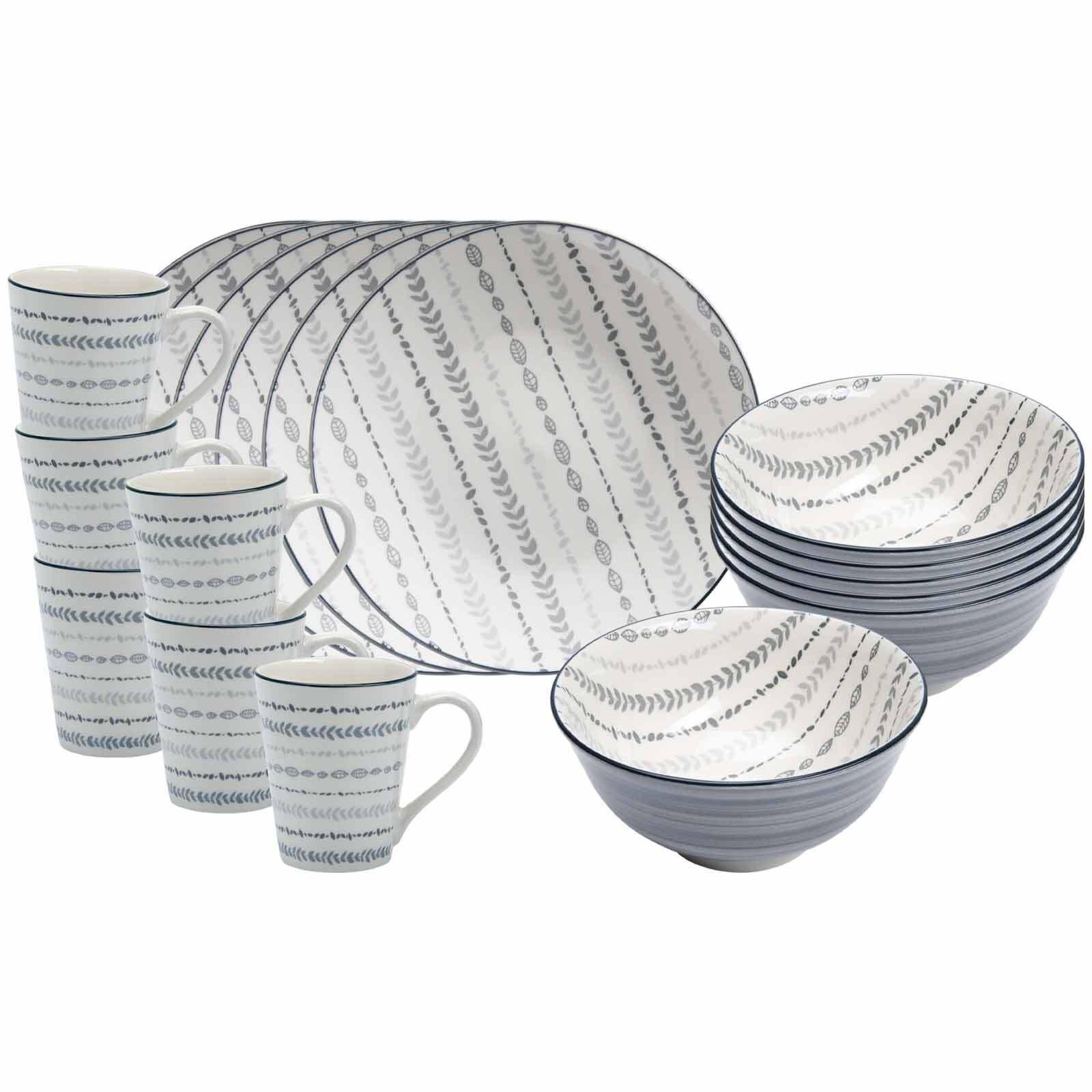 FRÜHSTÜCKS-SET Sendai Ranke grau 18-tlg. - Grau, Keramik (2/2/2cm) - Ritzenhoff Breker
