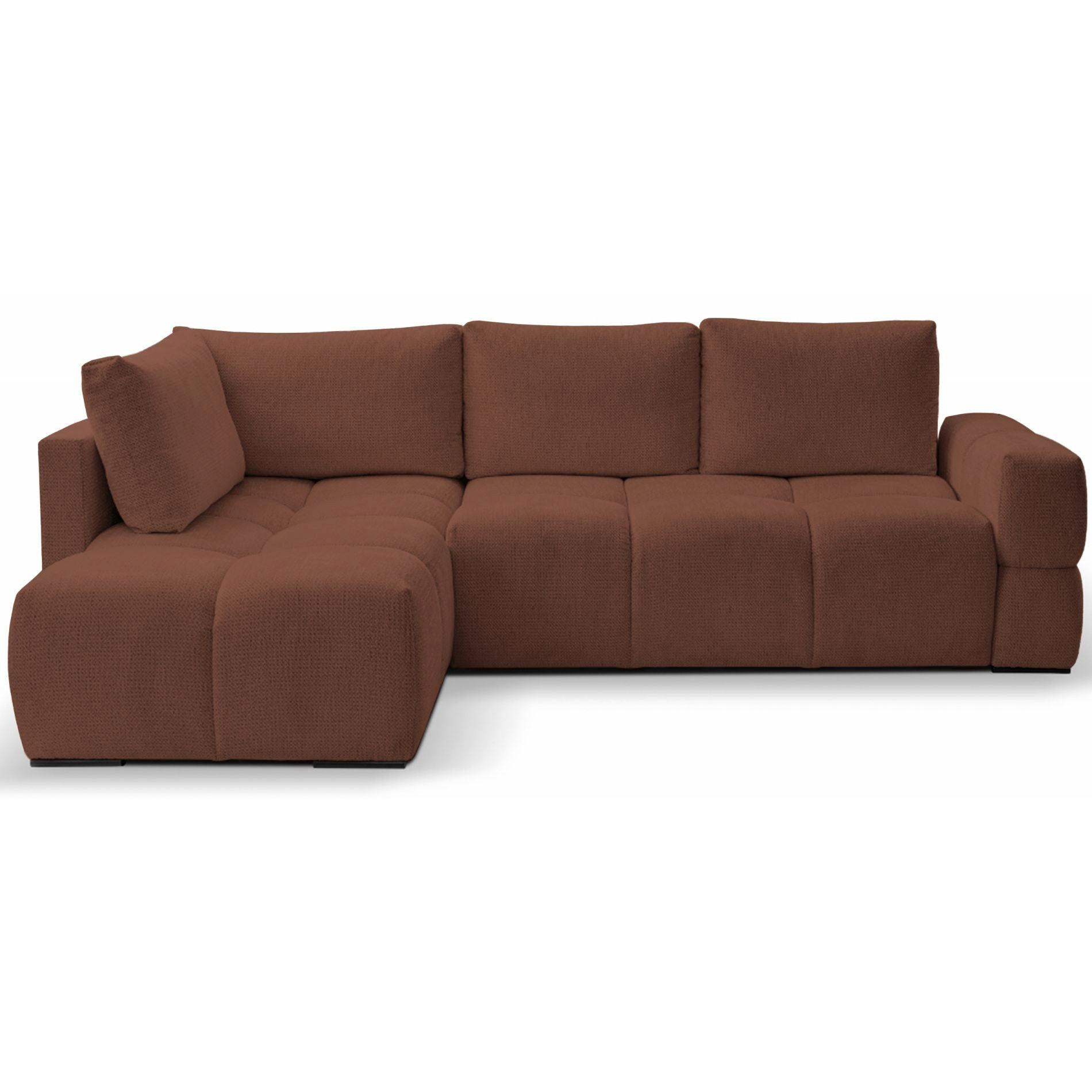 ECKSOFA Taremi mit Chenillebezug Kupfer, beidseitig - Schwarz/Kupferfarben, Textil (267/185cm) - Selsey