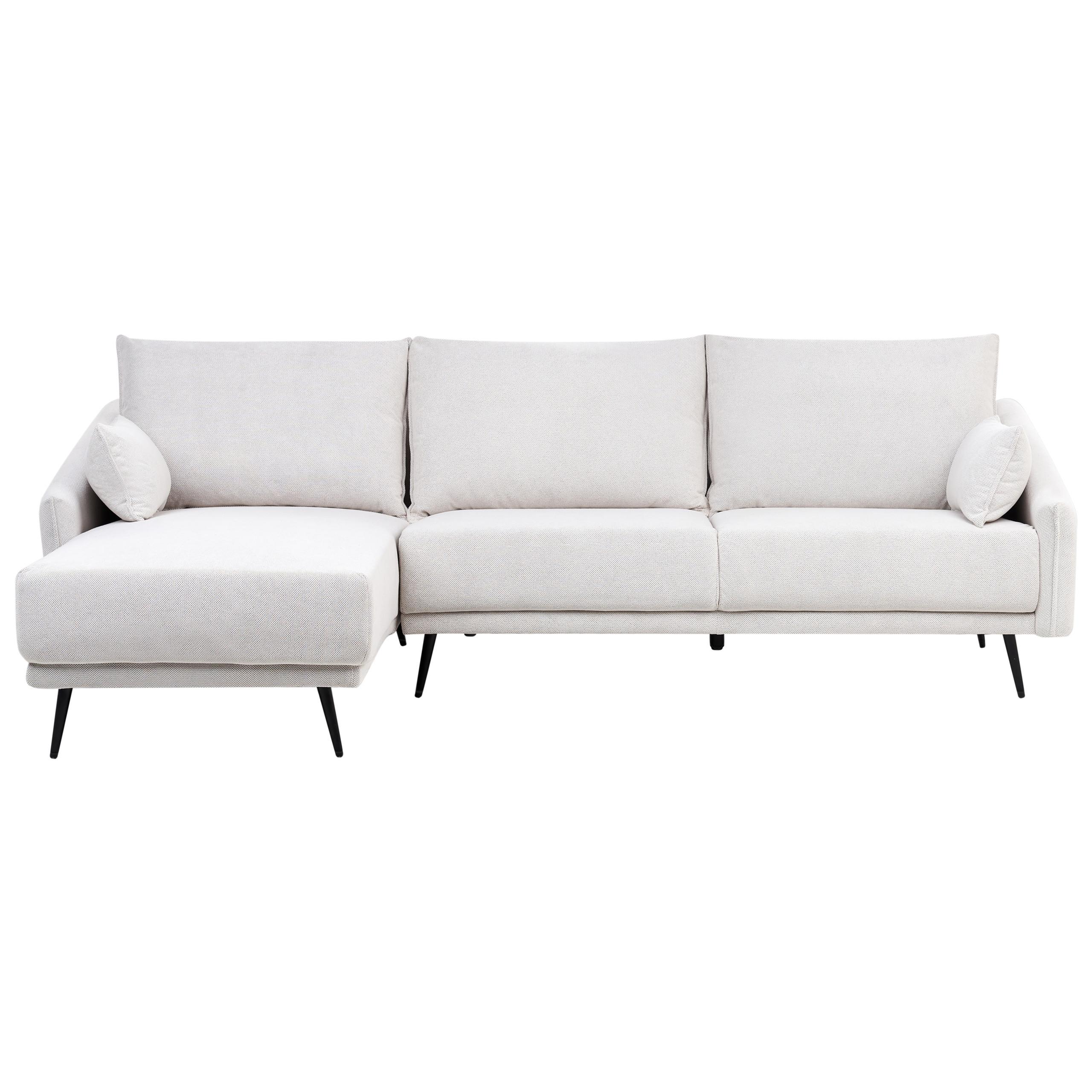 ECKSOFA 3-Sitzer Stoff Cremeweiß rechtsseitig Varde - Creme, Textil (245/162cm) - Beliani