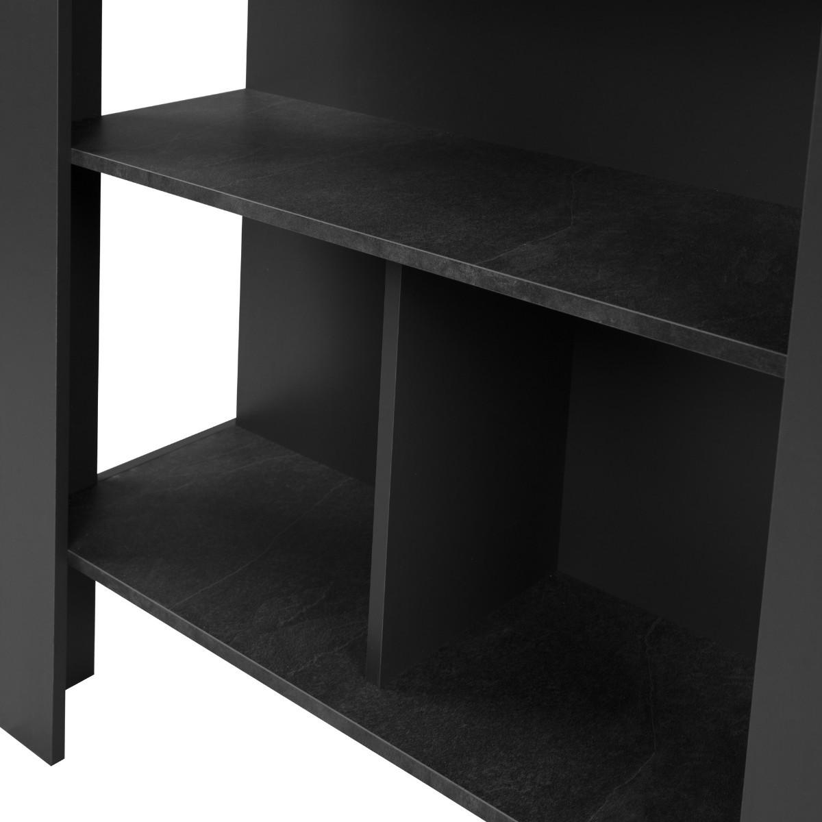 ESSTISCH mit 3 offenen Fächern Anthrazitgrau und Schiefer 92/68/106 cm - Anthrazit, Holzwerkstoff (85.5/68/106cm) - Calicosy